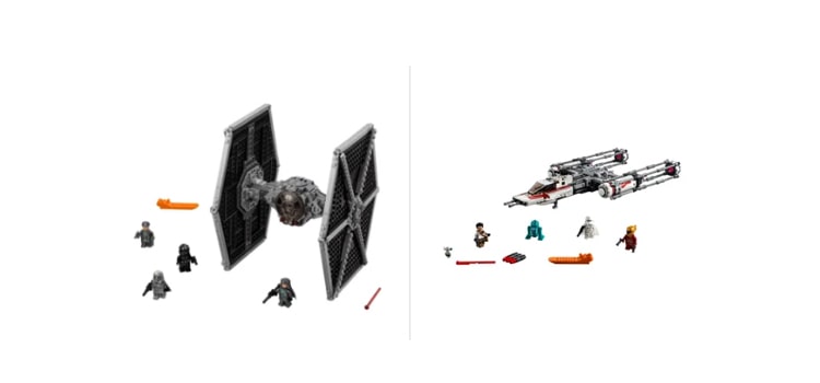 Lego TIE Fighter and Y-Wing Fighter
